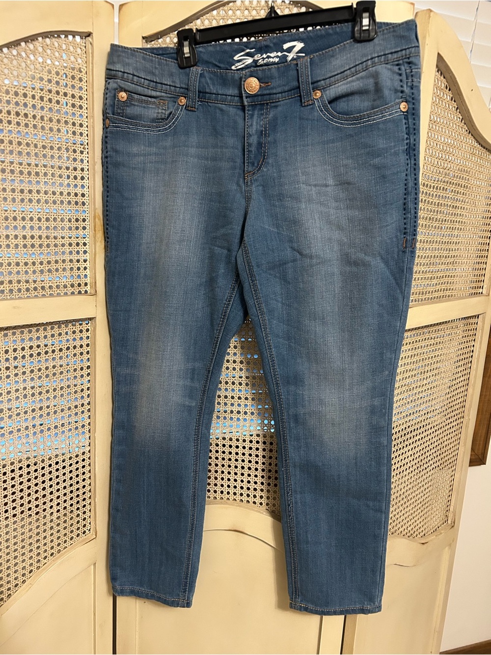 7 For All Mankind Mid Blue Ankle Skinny Jeans
